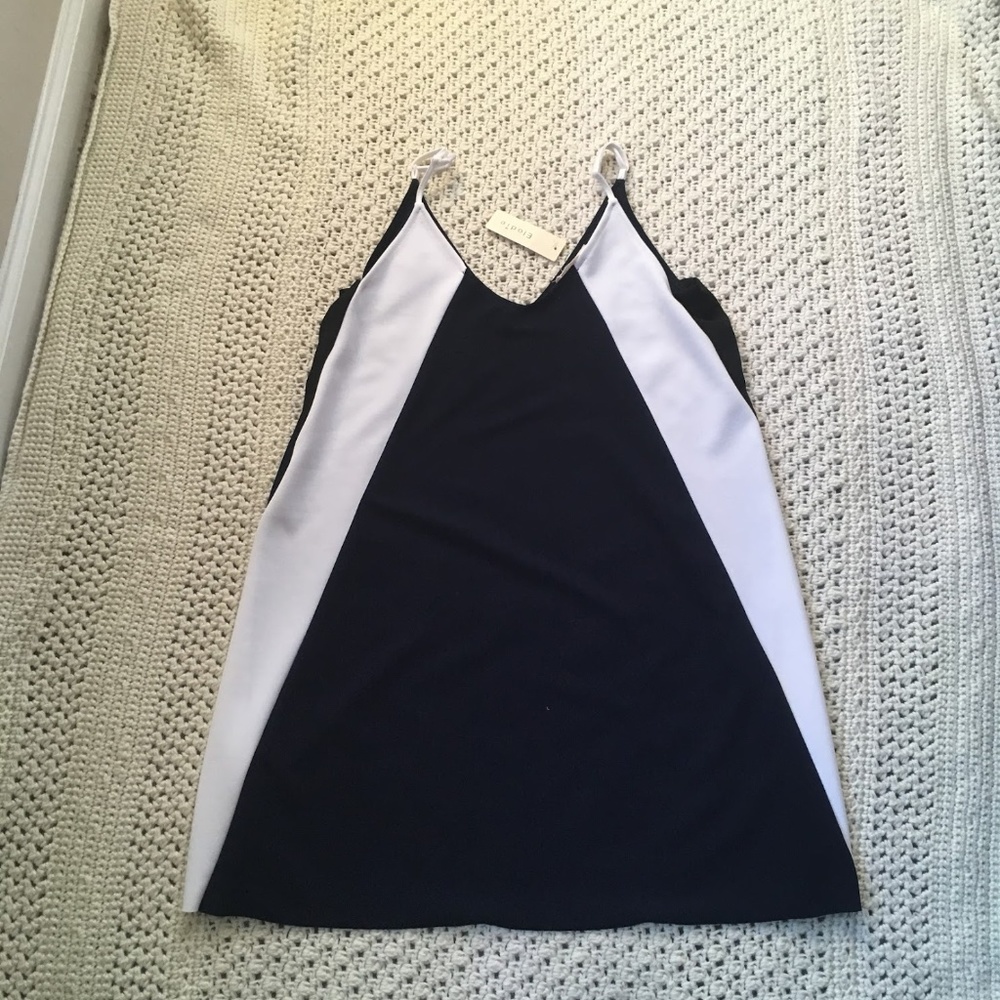 Elodie Navy and White Color Block Dress